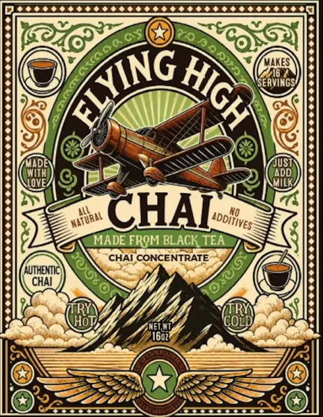 Flying High Chai Concentrate - Personal size - 12 pack (16oz)