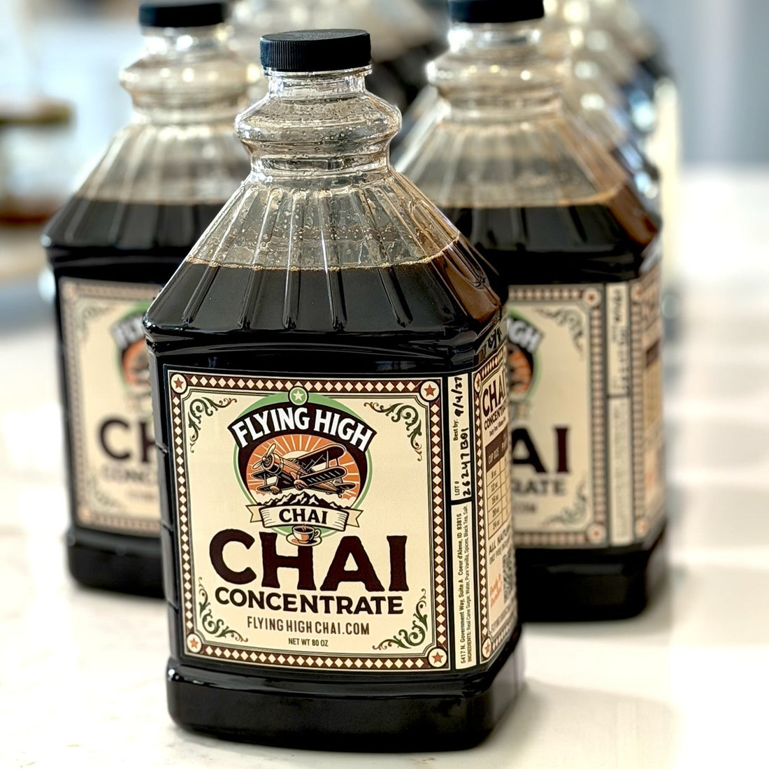 Flying High Chai Concentrate – NEW Mega Size (64 oz Bottle + Free Pump)